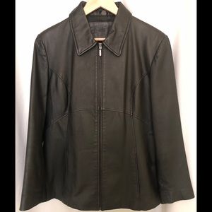 Jacqueline Ferrar Black Leather Jacket Ladies L
